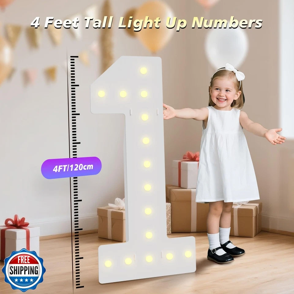 LOBOOM 4 PIES Números Iluminados, Número de Carpa Gigante Número de Mosaico Grande para 40º B Foto 2 de 4