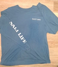 Men's Blue Long Sleeve Salt Life Shirt 2 Sided Size XL