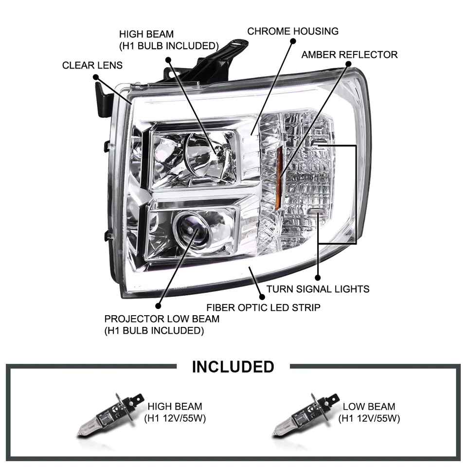 Fits 2007-2013 Chevy Silverado 1500 2500HD LED DRL Projector Headlights Lamps Foto 3 de 4