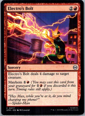 #ad #ad Electro#x27;s Bolt 0077 Marvel#x27;s Spider Man Magic: The Gathering NM M $0.99