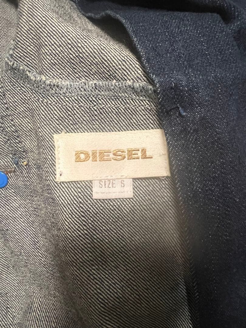 adidas x DIESEL Denim Jacket S Size Striped Design Dark Blue