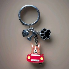 Corgi Dog Keychain Paw Bone Heart Driving Car