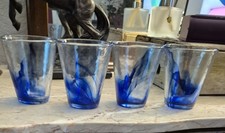Set 4 bicchieri testurizzati Bormioli Rocco 12 oz Italia Murano blu cobalto vortice