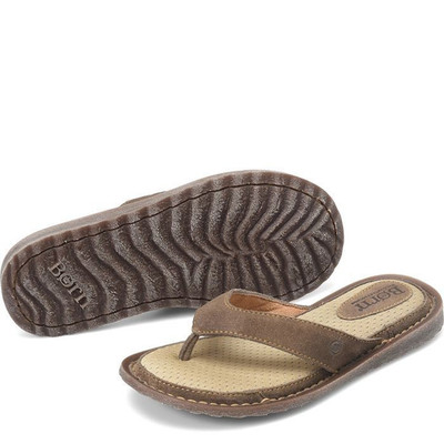Born Men's Owen Brown Suede Thong Flip Flops Slide Sandals Size 10 or 11