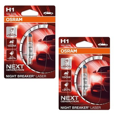 2x OSRAM NIGHT BREAKER  LASER H1 NEXT GENERATION HALOGEN SCHEINWERFERLAMPE 12V