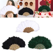 Wedding Bride Feather Fan Handheld Folding Fan  Fancy Party Dancing Fan for