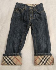 Burberry Children 4T Jeans Nova Check Plaid Cuffed Denim Jeans Embroidered Logo