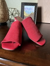 Donald Pliner Red Martiesu Slide Sandals Sz 8 Quiet Luxury Leather Mix NEW