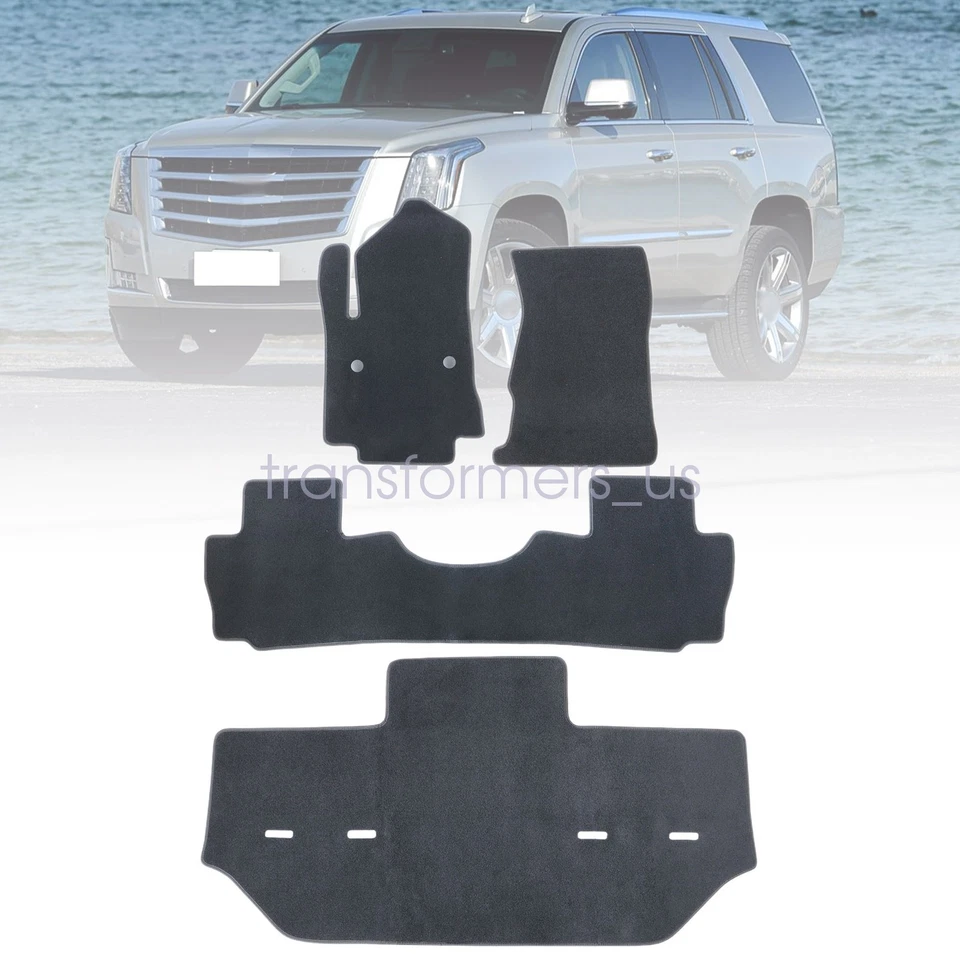 2015-2020 For Cadillac Escalade Front & Rear Velour Floor Mats Carpet Anti-Slip - Изображение 2 из 4