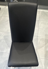 Black Faux Leather High Back Dining Chair with Metal Frame, Modern Indoor