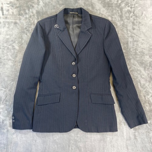 Equestrian Riding Apparel Women's Navy Pinstripe Blazer Jacket Size 12 Long