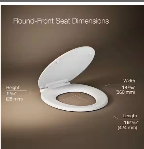 Asiento de inodoro redondo de madera ancha KOHLER en blanco 25882-0 Foto 3 de 4