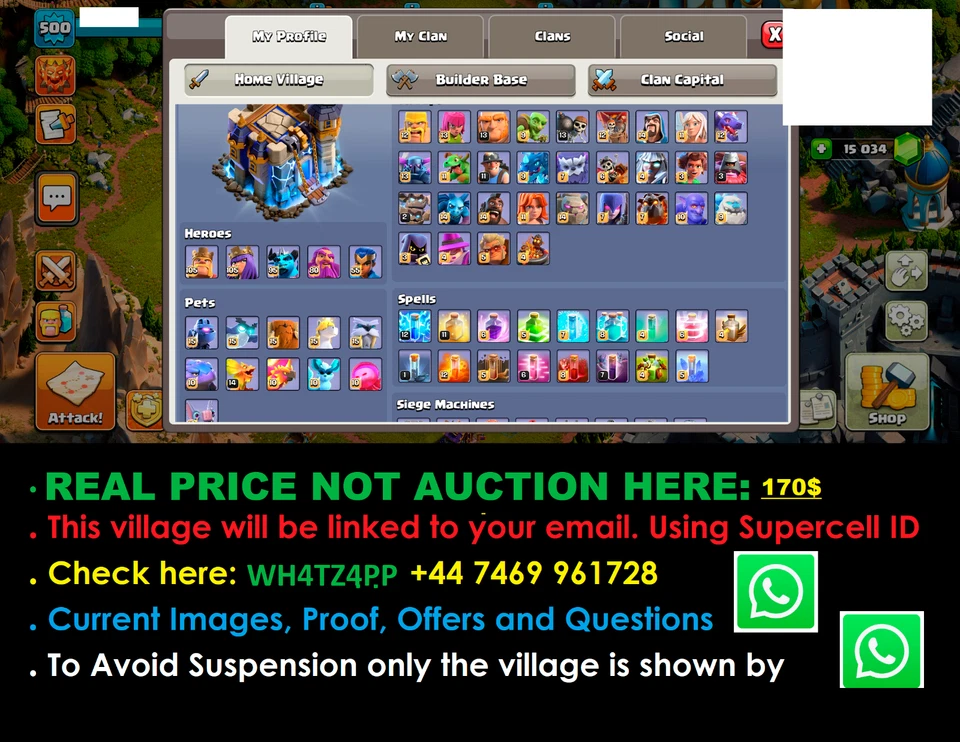 TH18 LVL500 HERO 105|105|95|80|55 -EQUIPMENT MAX - ALL SKIN & SCENARY  PRICE:200 - Image 2 of 4