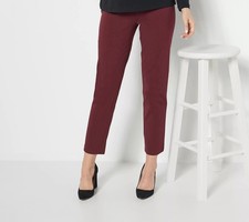 Susan Graver Regular Premium Stretch Slim Leg Pants Rich Raisin M New