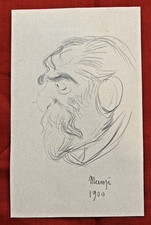 Dessin Original Drawing 1900 Michel Manzi Impressionnisme Portrait Homme