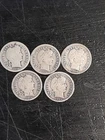 Lot of 5 Barber Dimes 90% Silver. #1