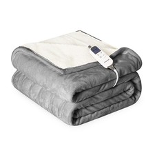 Cozorbt Heat Blanket 50  x60  Throw,Soft Flannel Sherpa Reversible Electric B...