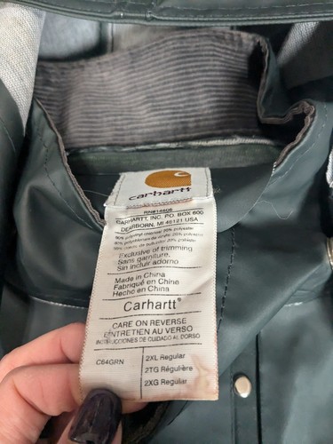 Carhartt Raincoat Storm Jacket Mens 2XL Black Surrey Waterproof PVC Corduroy - Picture 4 of 11