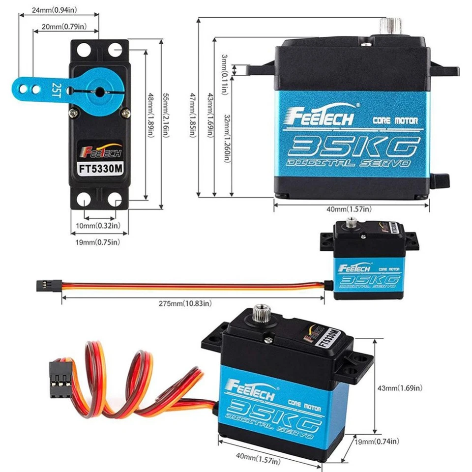 7.4V 35kg Metal Gear Digital Servo HIGH TORQUE & SPEED RC Car Servo Waterproof - image 3 of 4