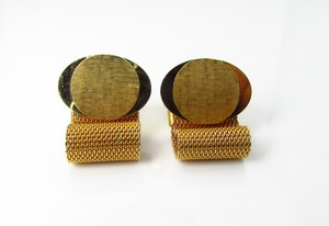 Authentic Gold Plated Wrap Cufflinks with Smooth and Textured Oval by Simmons