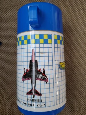 Vintage 1988 RING RAIDERS 8oz Thermos By Aladdin w/stopper & cup lid EUC