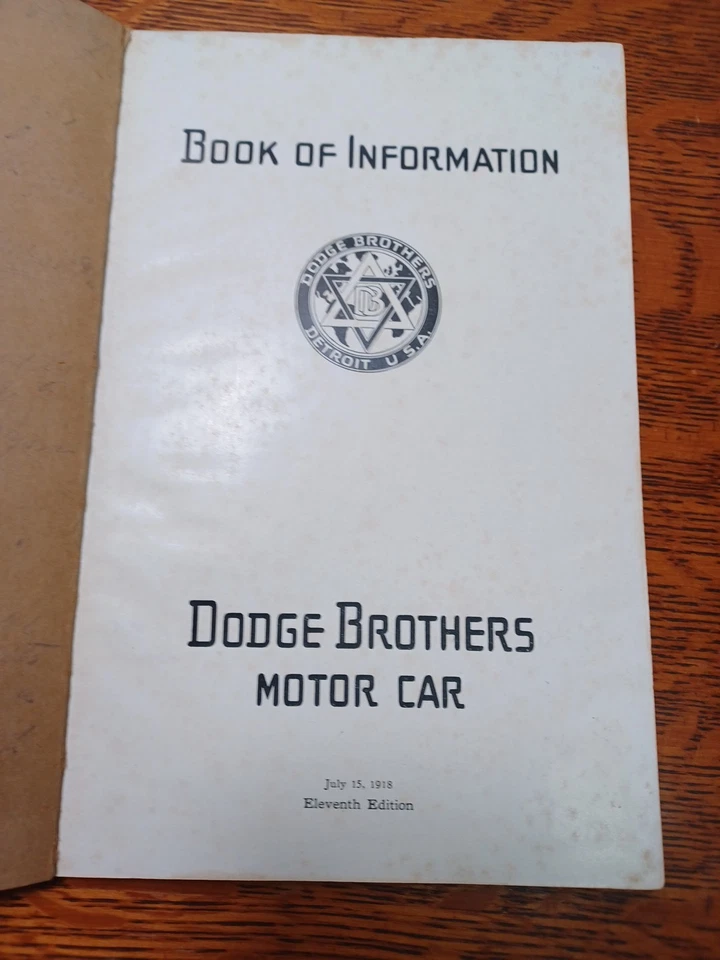 Vintage Book of Information-Dodge Brothers Motor Car 1918 11th Edition JRR4 - Image 2 of 4