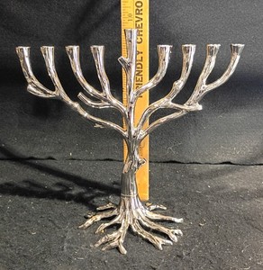 Aviv Judaica Art Deco Menorah Tree of Life Style 10 x 10 inches Collectible