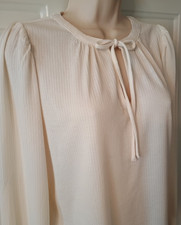 NEW Ann Taylor LOFT Pullover Long Sleeve Tie Neck Ivory Ribbed Knit Top X-Small