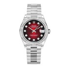 Rolex Datejust 31 Watch 31MM Red Diamond Index Markers Dial White Gold