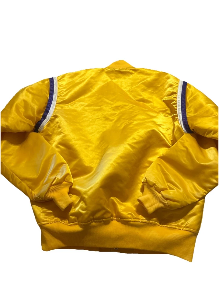 Chaqueta de iniciación Los Angeles Lakers - Amarillo satinado - Talla mediana - Hecha en EE. UU. Foto 4 de 4