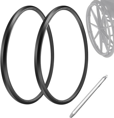 Migeek Wheelchair Rear Wheel Replacement Tire, 24 ''X 1'' Universal Flat-Free Poly