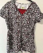 Women s Size Lrg Healing Hands V-Neck Scrub Top