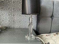 Bedside Lamp with Black Satin Shade Modern Table Lamp for Bedroom Living Decor