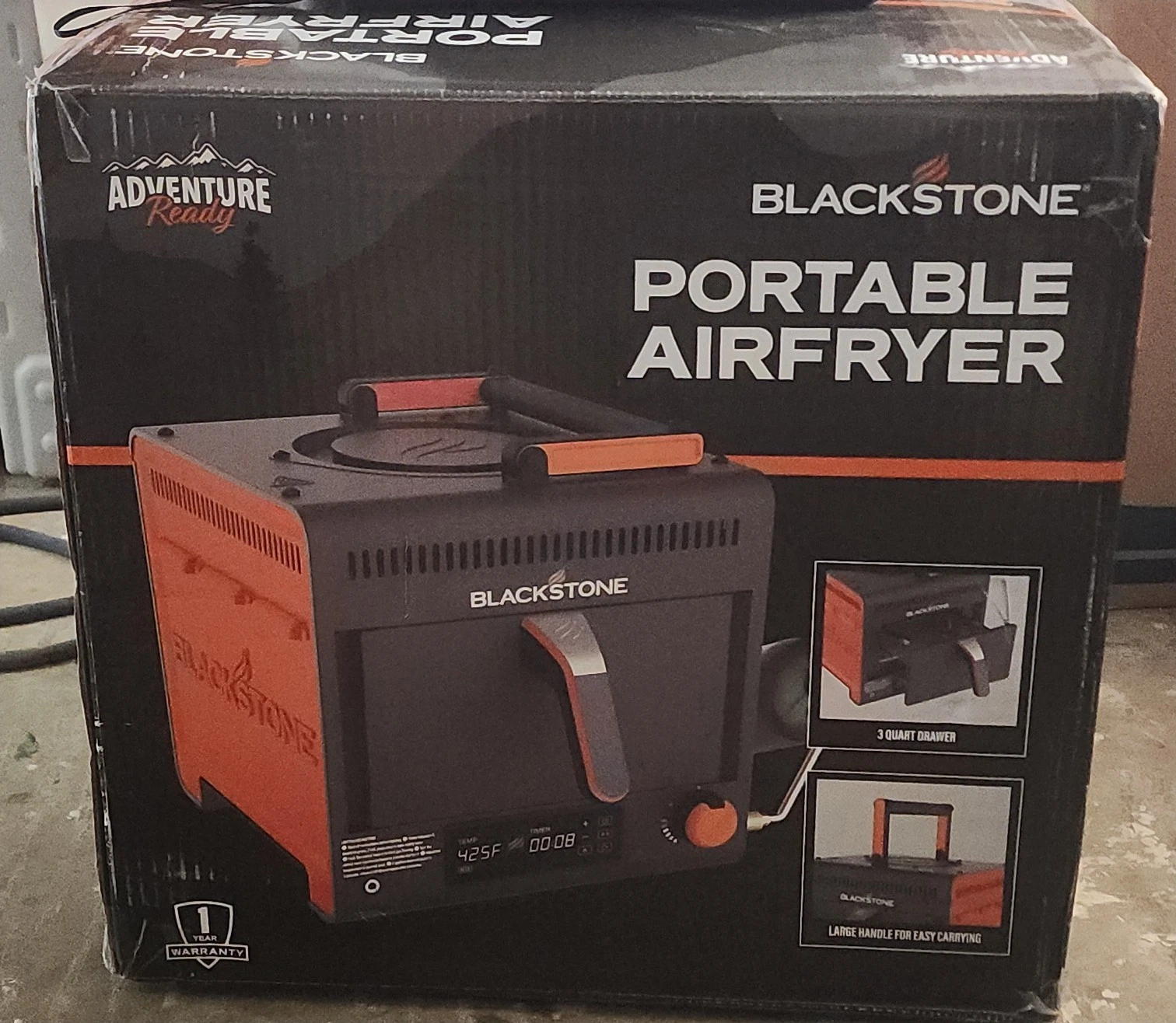 Blackstone 2260 Adventure Ready Portable Propane Air Fryer, 4 Quart, Gray &