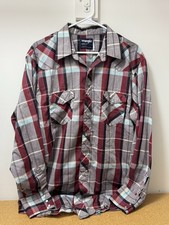 Vintage WRANGLER Cowboy Cut Men's XL Long Tails Long Sleeve Shirt W/ Pearl Snaps