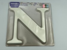 White Wooden Letter N Personalizable Wall Decor Babies"R"Us N 7.5 Inch