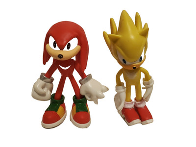 Jakks Pacific Sonic the Hedgehog 4'' Figure Lot Modern Knuckles & Super Sonic 5''