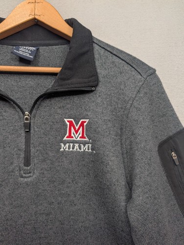 Charles River Apparel Quarter Zip Pullover Mens Small Grey Miami Ohio RedHawks - Afbeelding 2 van 6