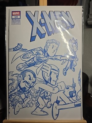 X-MEN 14 CONNECTING VARIANT CHRIS GIARRUSSO BLUE SKETCH COVER 1:50 WRAPAROUND .
