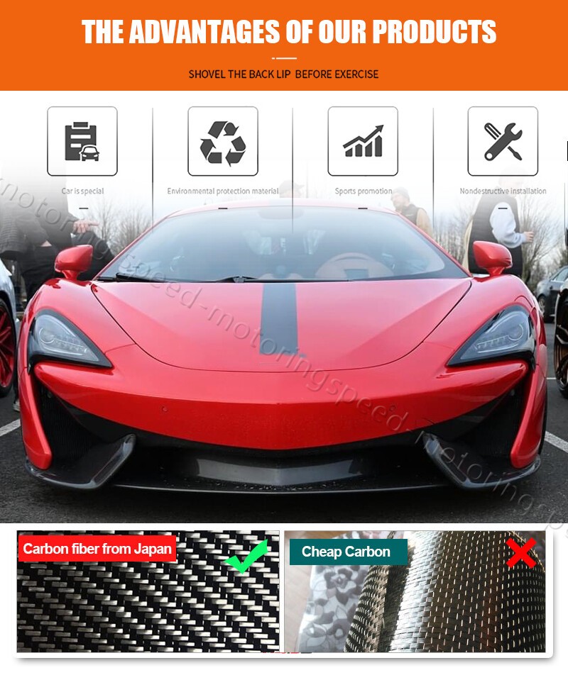 Carbon Fiber Front Bumper Lip Splitter Body Kit For McLaren 540C 570S 570GT