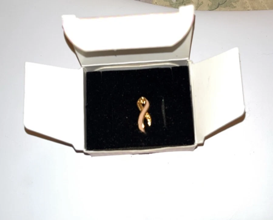 Avon Pink Enamel Ribbon Tie Tack Lapel Pin - Image 4 of 4