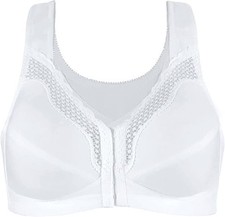 EXQUISITE FORM Fully Front Close CLASSIC SUPPORT BRA 44C White Stretch Comfort