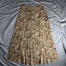 VTG 80s Lauren Ralph Lauren Women's 6 Floral Silk Woven A-Line Long Skirt