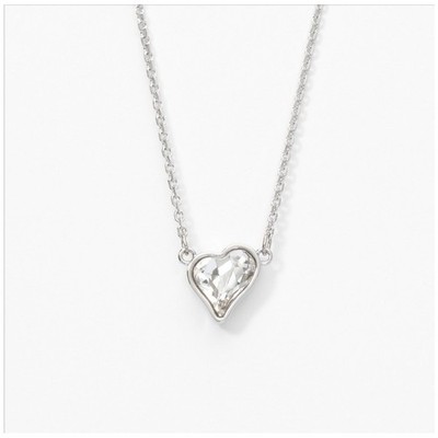 Touchstone Crystal Lil Love Necklace Rhodium Plated Heart Crystal Pendant