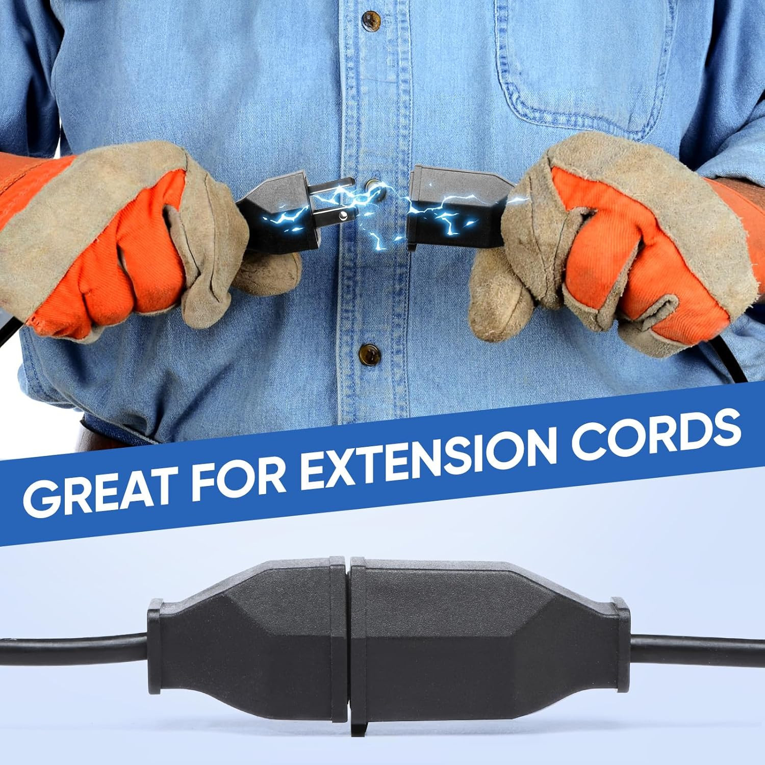 Extension Cord Repair Replacement Ends,Male and Female Electrical Plug Ends，Male