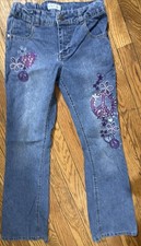 Cherokee Girls 12 Floral PEACE Embroidered Skinny Jeans Pockets Adj Waist EST