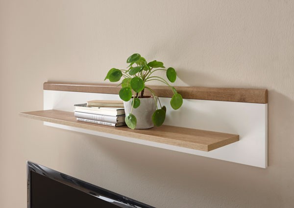 Wandregal Wandboard Regal Merle 107Cm Eiche Riviera Weiß Matt Modern 77250533-image
