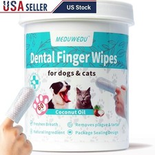 Pet Dental Wipes Dogs Cats Natural Ingredients Teeth Cleaning Oral Hygiene New