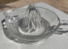 Vintage-Federal Glass Juicer Reamer Clear Glass Ribbed with Loop Handle