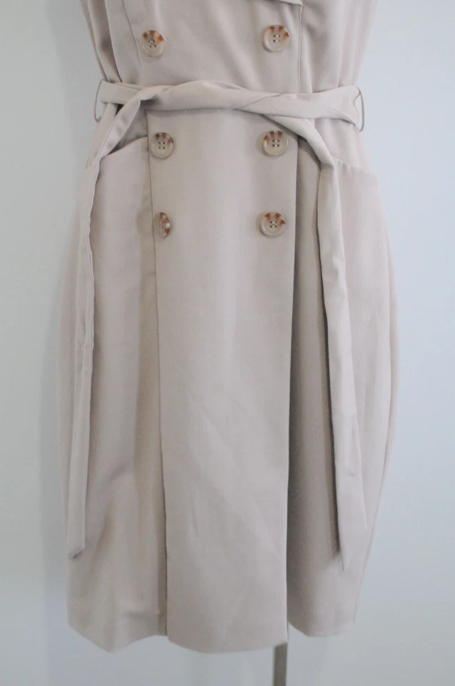 Review Jacket Dress Womens 12 Brown Button Front Belted Pockets Stretch - image 4 of 4